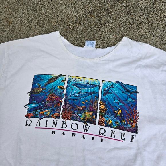 Vtg 90s CRAZY SHIRTS Rainbow Reef Underwater Scene Hawaii Tee Shirt XL USA Made - Picture 3 of 7